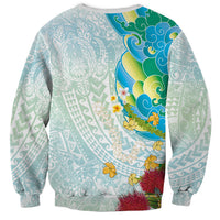 Japanese and Hawaiian Culture Fusion Sweatshirt Irezumi with Turtles and Lei Kakau Pattern Fresh Vibe