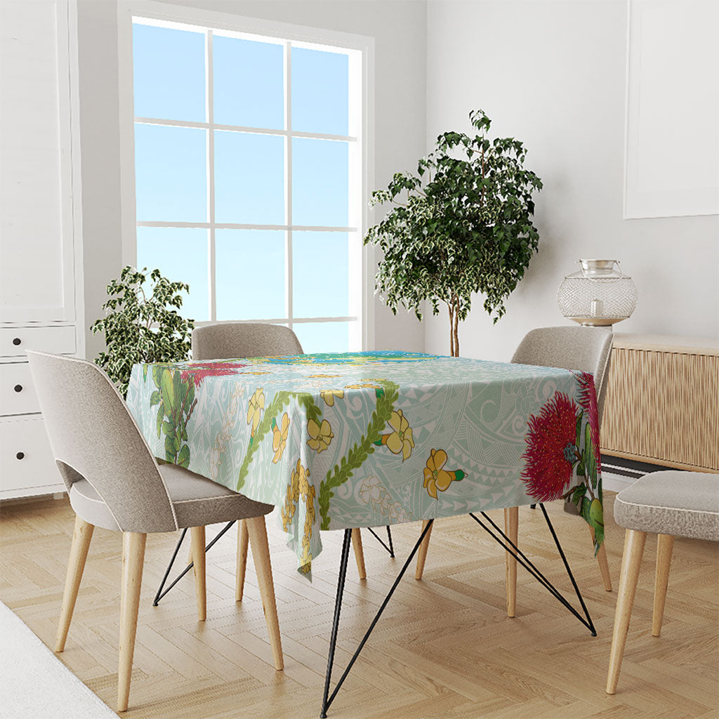 Japanese and Hawaiian Culture Fusion Tablecloth Irezumi with Turtles and Lei Kakau Pattern Fresh Vibe