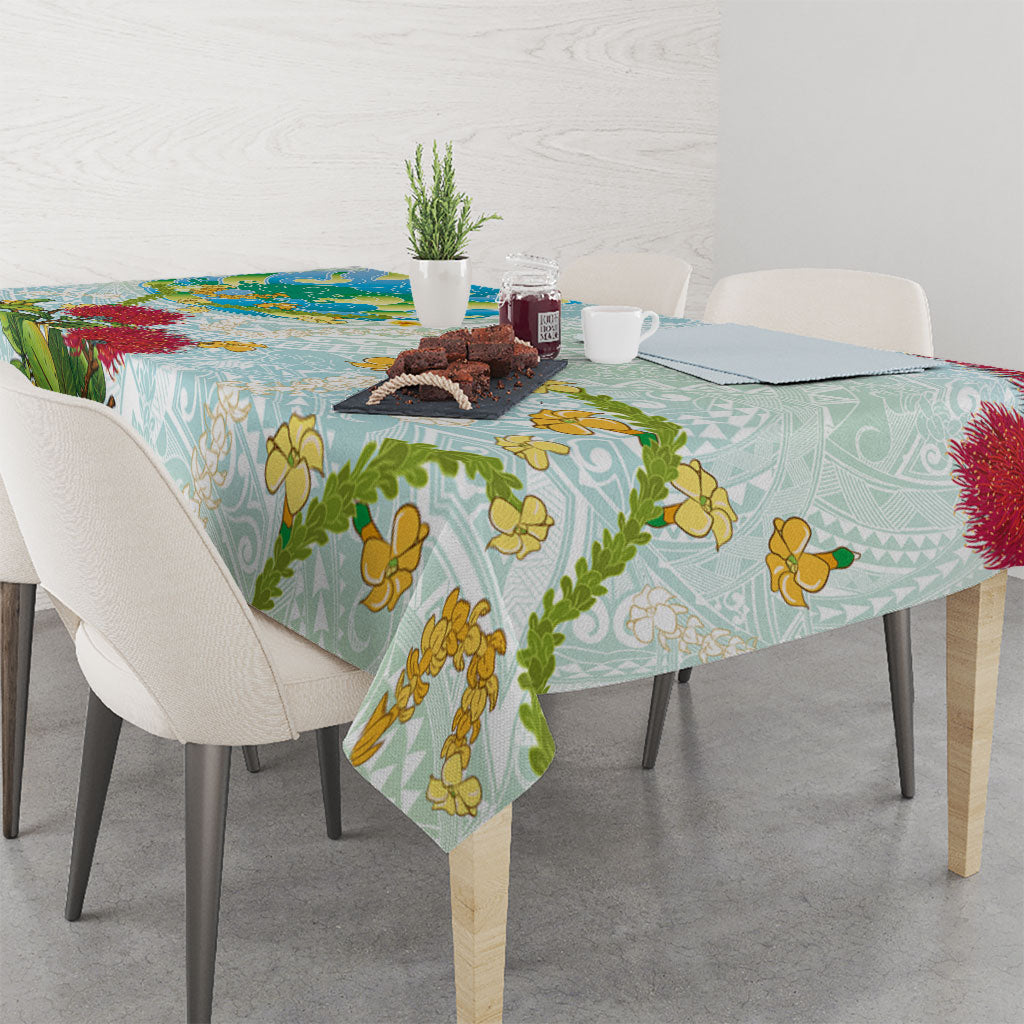 Japanese and Hawaiian Culture Fusion Tablecloth Irezumi with Turtles and Lei Kakau Pattern Fresh Vibe