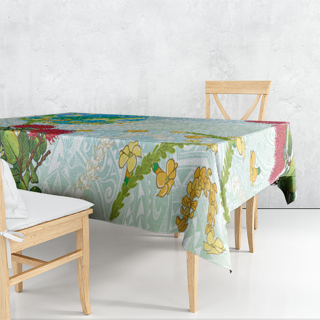 Japanese and Hawaiian Culture Fusion Tablecloth Irezumi with Turtles and Lei Kakau Pattern Fresh Vibe