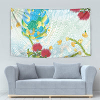 Japanese and Hawaiian Culture Fusion Tapestry Irezumi with Turtles and Lei Kakau Pattern Fresh Vibe