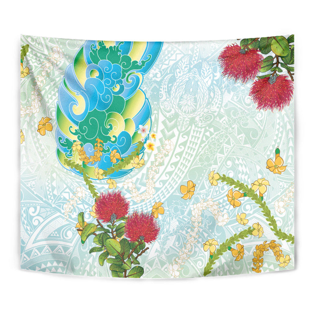Japanese and Hawaiian Culture Fusion Tapestry Irezumi with Turtles and Lei Kakau Pattern Fresh Vibe