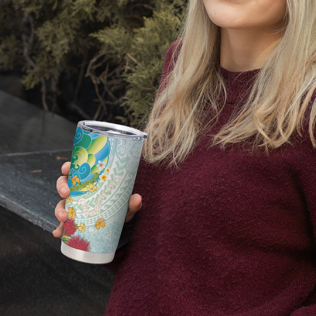 Japanese and Hawaiian Culture Fusion Tumbler Cup Irezumi with Turtles and Lei Kakau Pattern Fresh Vibe