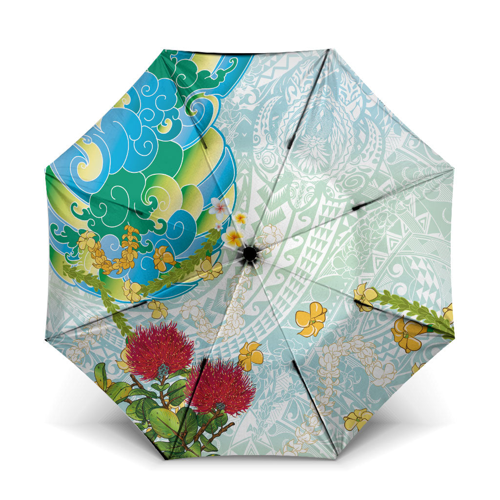 Japanese and Hawaiian Culture Fusion Umbrella Irezumi with Turtles and Lei Kakau Pattern Fresh Vibe