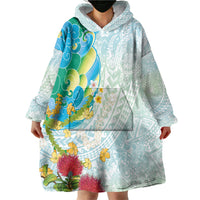 Japanese and Hawaiian Culture Fusion Wearable Blanket Hoodie Irezumi with Turtles and Lei Kakau Pattern Fresh Vibe