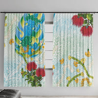 Japanese and Hawaiian Culture Fusion Window Curtain Irezumi with Turtles and Lei Kakau Pattern Fresh Vibe