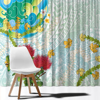 Japanese and Hawaiian Culture Fusion Window Curtain Irezumi with Turtles and Lei Kakau Pattern Fresh Vibe