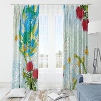 Japanese and Hawaiian Culture Fusion Window Curtain Irezumi with Turtles and Lei Kakau Pattern Fresh Vibe