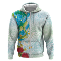 Japanese and Hawaiian Culture Fusion Zip Hoodie Irezumi with Turtles and Lei Kakau Pattern Fresh Vibe