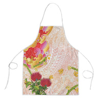 Japanese and Hawaiian Culture Fusion Apron Irezumi with Turtles and Lei Kakau Pattern Sunset Vibe