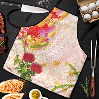 Japanese and Hawaiian Culture Fusion Apron Irezumi with Turtles and Lei Kakau Pattern Sunset Vibe