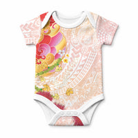 Japanese and Hawaiian Culture Fusion Baby Onesie Irezumi with Turtles and Lei Kakau Pattern Sunset Vibe