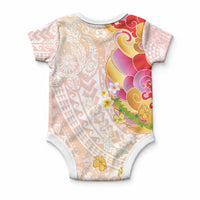 Japanese and Hawaiian Culture Fusion Baby Onesie Irezumi with Turtles and Lei Kakau Pattern Sunset Vibe