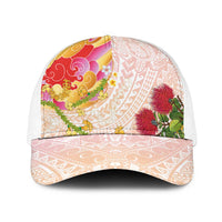 Japanese and Hawaiian Culture Fusion Baseball Net Cap Irezumi with Turtles and Lei Kakau Pattern Sunset Vibe