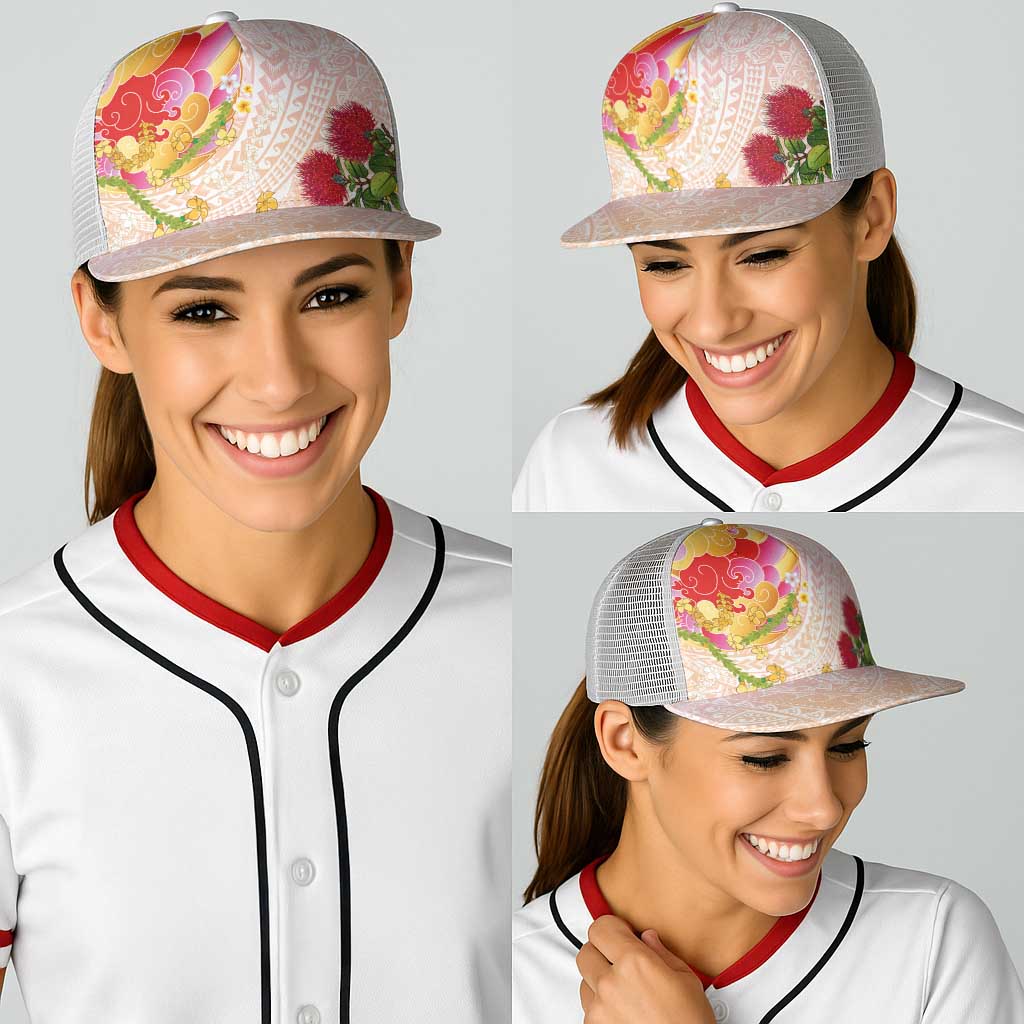 Japanese and Hawaiian Culture Fusion Baseball Net Cap Irezumi with Turtles and Lei Kakau Pattern Sunset Vibe