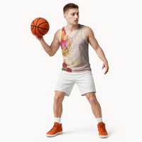 Japanese and Hawaiian Culture Fusion Basketball Jersey Irezumi with Turtles and Lei Kakau Pattern Sunset Vibe
