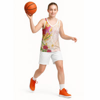 Japanese and Hawaiian Culture Fusion Basketball Jersey Irezumi with Turtles and Lei Kakau Pattern Sunset Vibe