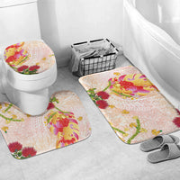 Japanese and Hawaiian Culture Fusion Bathroom Set Irezumi with Turtles and Lei Kakau Pattern Sunset Vibe