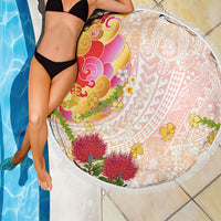 Japanese and Hawaiian Culture Fusion Beach Blanket Irezumi with Turtles and Lei Kakau Pattern Sunset Vibe