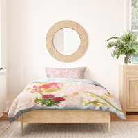 Japanese and Hawaiian Culture Fusion Bedding Set Irezumi with Turtles and Lei Kakau Pattern Sunset Vibe