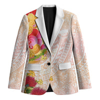 Japanese and Hawaiian Culture Fusion Blazer Irezumi with Turtles and Lei Kakau Pattern Sunset Vibe