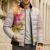 Japanese and Hawaiian Culture Fusion Bomber Puffer Jacket Irezumi with Turtles and Lei Kakau Pattern Sunset Vibe