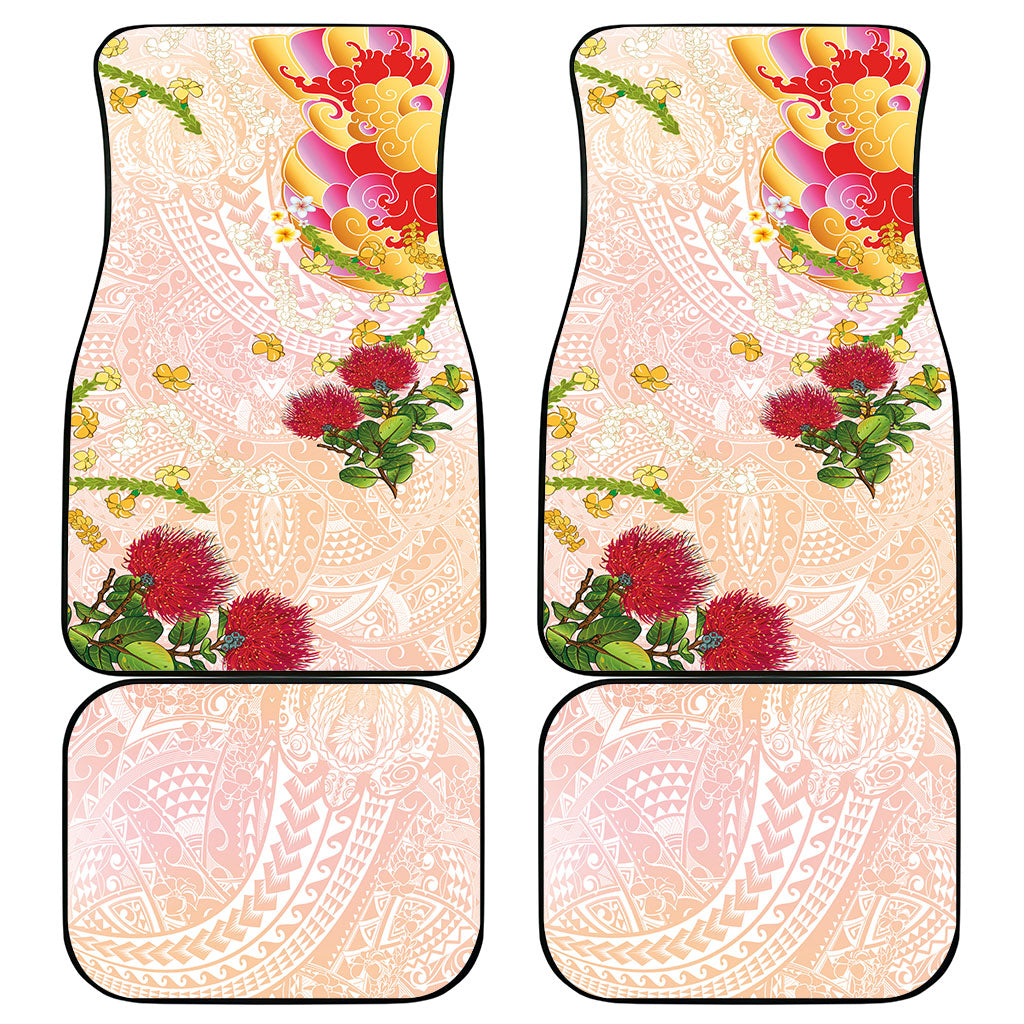 Japanese and Hawaiian Culture Fusion Car Mats Irezumi with Turtles and Lei Kakau Pattern Sunset Vibe