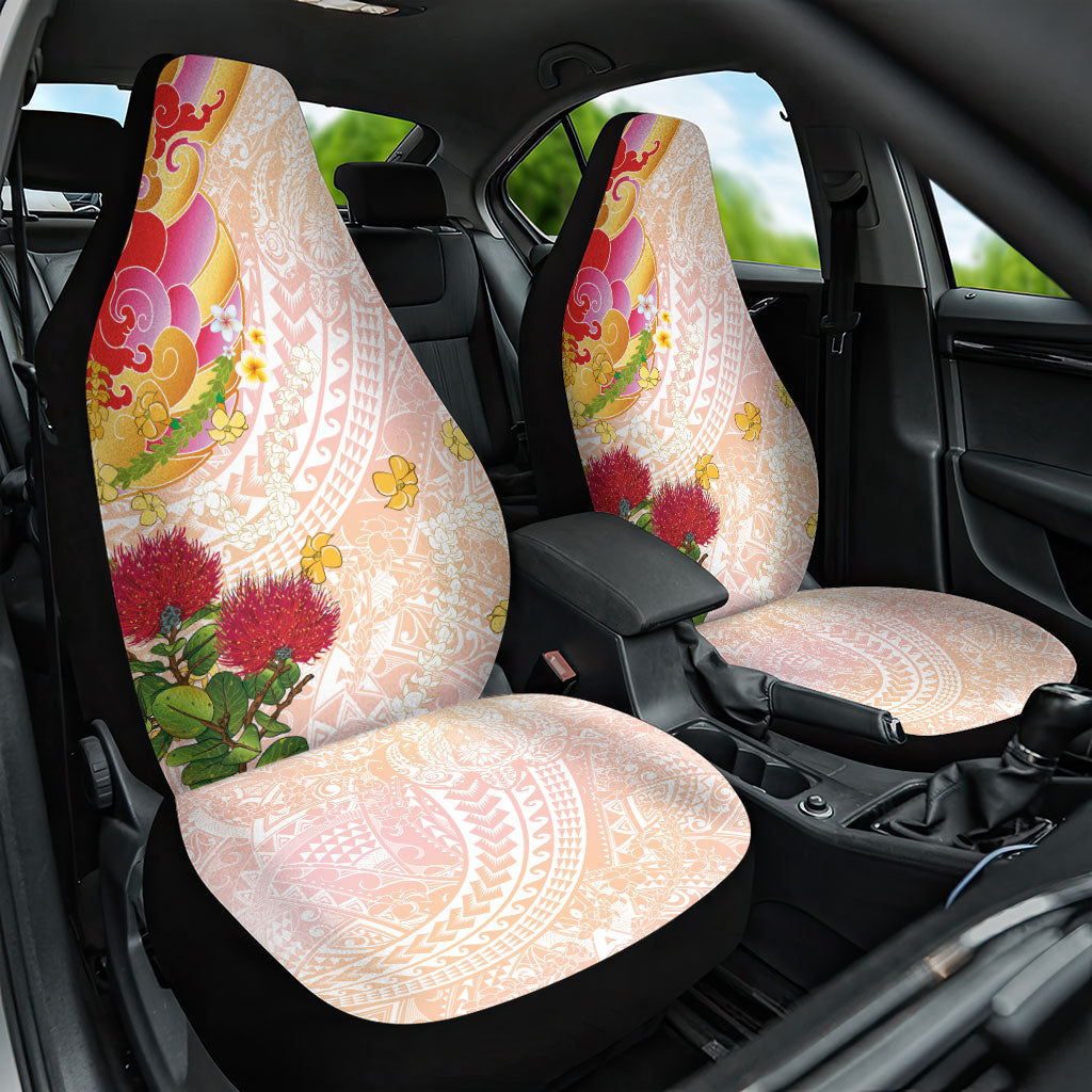 Japanese and Hawaiian Culture Fusion Car Seat Cover Irezumi with Turtles and Lei Kakau Pattern Sunset Vibe