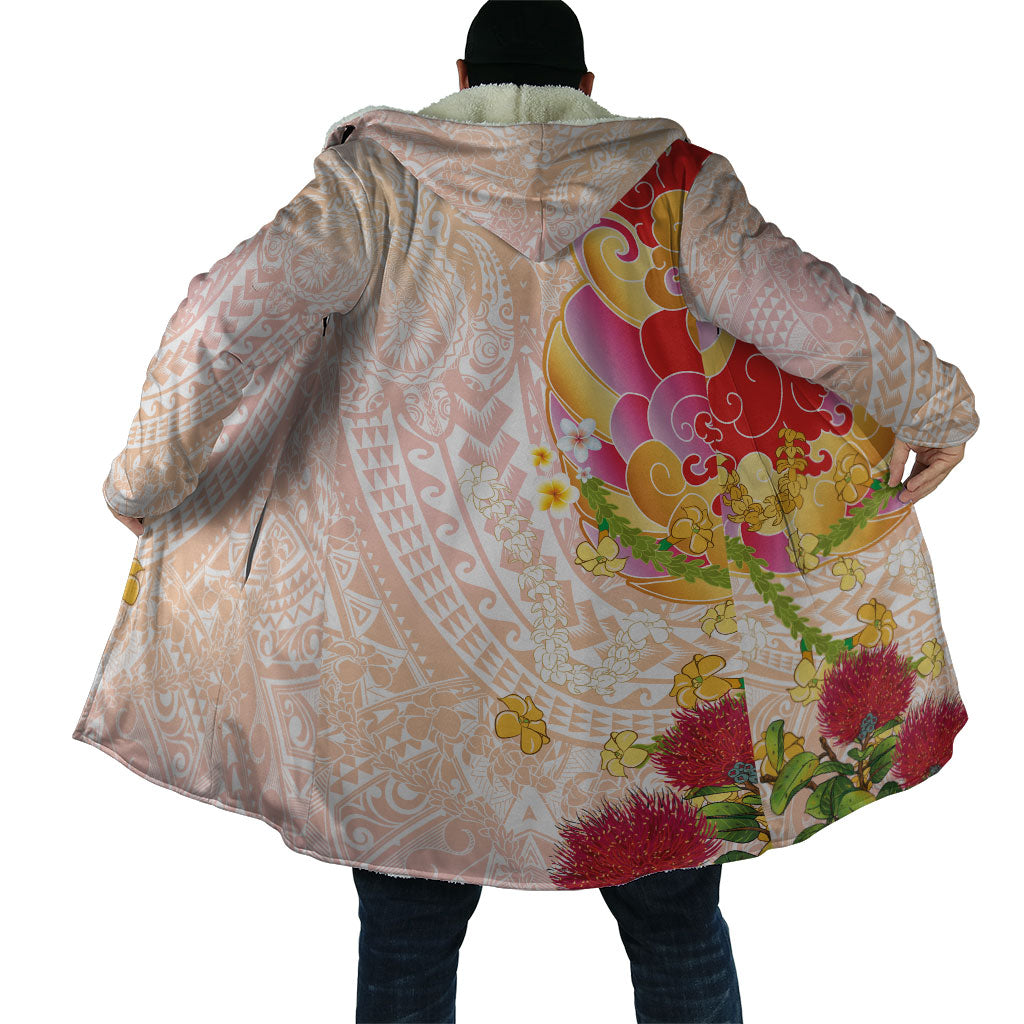 Japanese and Hawaiian Culture Fusion Cloak Irezumi with Turtles and Lei Kakau Pattern Sunset Vibe