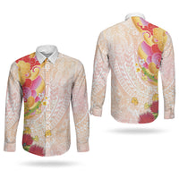 Japanese and Hawaiian Culture Fusion Couples Matching Mermaid Dress and Long Sleeve Button Shirt Irezumi with Turtles and Lei Kakau Pattern Sunset Vibe
