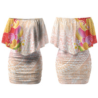 Japanese and Hawaiian Culture Fusion Couples Matching Off Shoulder Short Dress and Hawaiian Shirt Irezumi with Turtles and Lei Kakau Pattern Sunset Vibe