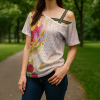 Japanese and Hawaiian Culture Fusion Cross Shoulder Shirt Irezumi with Turtles and Lei Kakau Pattern Sunset Vibe