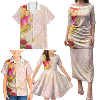 Japanese and Hawaiian Culture Fusion Family Matching Puletasi and Hawaiian Shirt Irezumi with Turtles and Lei Kakau Pattern Sunset Vibe