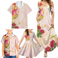 Japanese and Hawaiian Culture Fusion Family Matching Summer Maxi Dress and Hawaiian Shirt Irezumi with Turtles and Lei Kakau Pattern Sunset Vibe