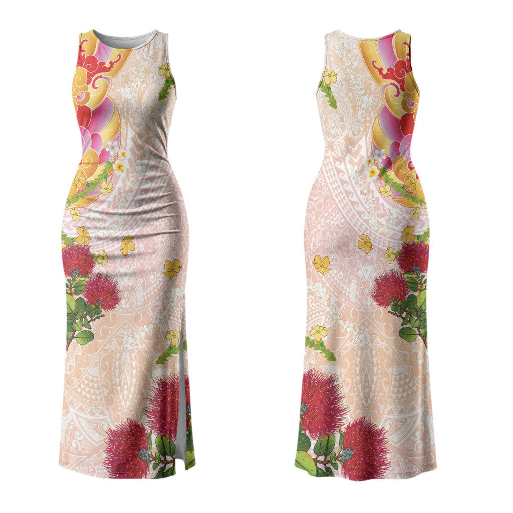Japanese and Hawaiian Culture Fusion Family Matching Tank Maxi Dress and Hawaiian Shirt Irezumi with Turtles and Lei Kakau Pattern Sunset Vibe