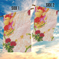 Japanese and Hawaiian Culture Fusion Garden Flag Irezumi with Turtles and Lei Kakau Pattern Sunset Vibe