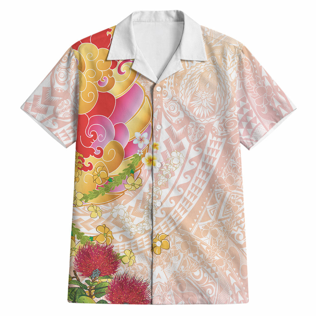 Japanese and Hawaiian Culture Fusion Hawaiian Shirt Irezumi with Turtles and Lei Kakau Pattern Sunset Vibe LT03 Multicolor - Polynesian Pride