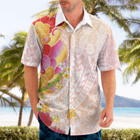 Japanese and Hawaiian Culture Fusion Hawaiian Shirt Irezumi with Turtles and Lei Kakau Pattern Sunset Vibe