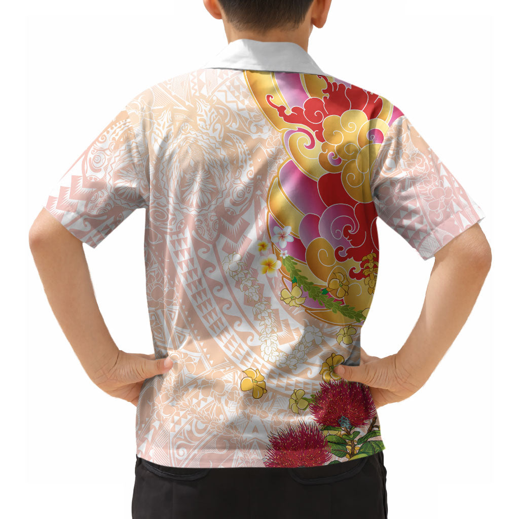 Japanese and Hawaiian Culture Fusion Hawaiian Shirt Irezumi with Turtles and Lei Kakau Pattern Sunset Vibe