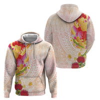 Japanese and Hawaiian Culture Fusion Hoodie Irezumi with Turtles and Lei Kakau Pattern Sunset Vibe