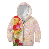 Japanese and Hawaiian Culture Fusion Kid Hoodie Irezumi with Turtles and Lei Kakau Pattern Sunset Vibe