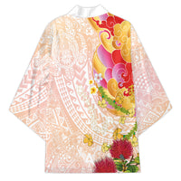Japanese and Hawaiian Culture Fusion Kimono Irezumi with Turtles and Lei Kakau Pattern Sunset Vibe