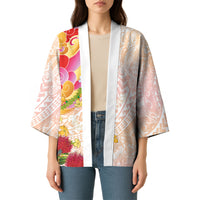 Japanese and Hawaiian Culture Fusion Kimono Irezumi with Turtles and Lei Kakau Pattern Sunset Vibe