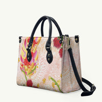 Japanese and Hawaiian Culture Fusion Leather Bag Irezumi with Turtles and Lei Kakau Pattern Sunset Vibe
