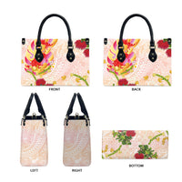 Japanese and Hawaiian Culture Fusion Leather Bag Irezumi with Turtles and Lei Kakau Pattern Sunset Vibe