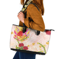 Japanese and Hawaiian Culture Fusion Leather Tote Bag Irezumi with Turtles and Lei Kakau Pattern Sunset Vibe