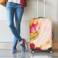 Japanese and Hawaiian Culture Fusion Luggage Cover Irezumi with Turtles and Lei Kakau Pattern Sunset Vibe