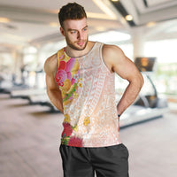 Japanese and Hawaiian Culture Fusion Men Tank Top Irezumi with Turtles and Lei Kakau Pattern Sunset Vibe