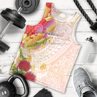 Japanese and Hawaiian Culture Fusion Men Tank Top Irezumi with Turtles and Lei Kakau Pattern Sunset Vibe