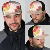 Japanese and Hawaiian Culture Fusion Mesh Trucker Cap Irezumi with Turtles and Lei Kakau Pattern Sunset Vibe